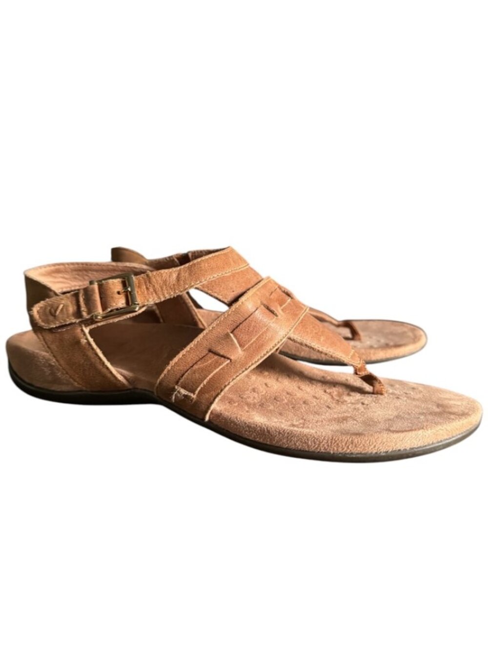 Vionic Lupe Sandals Women’s 9 Brown Leather Thong Slingback Orthotic Comfort